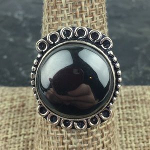 New Hematite Stone Silver Overlay Ring Size 8.25